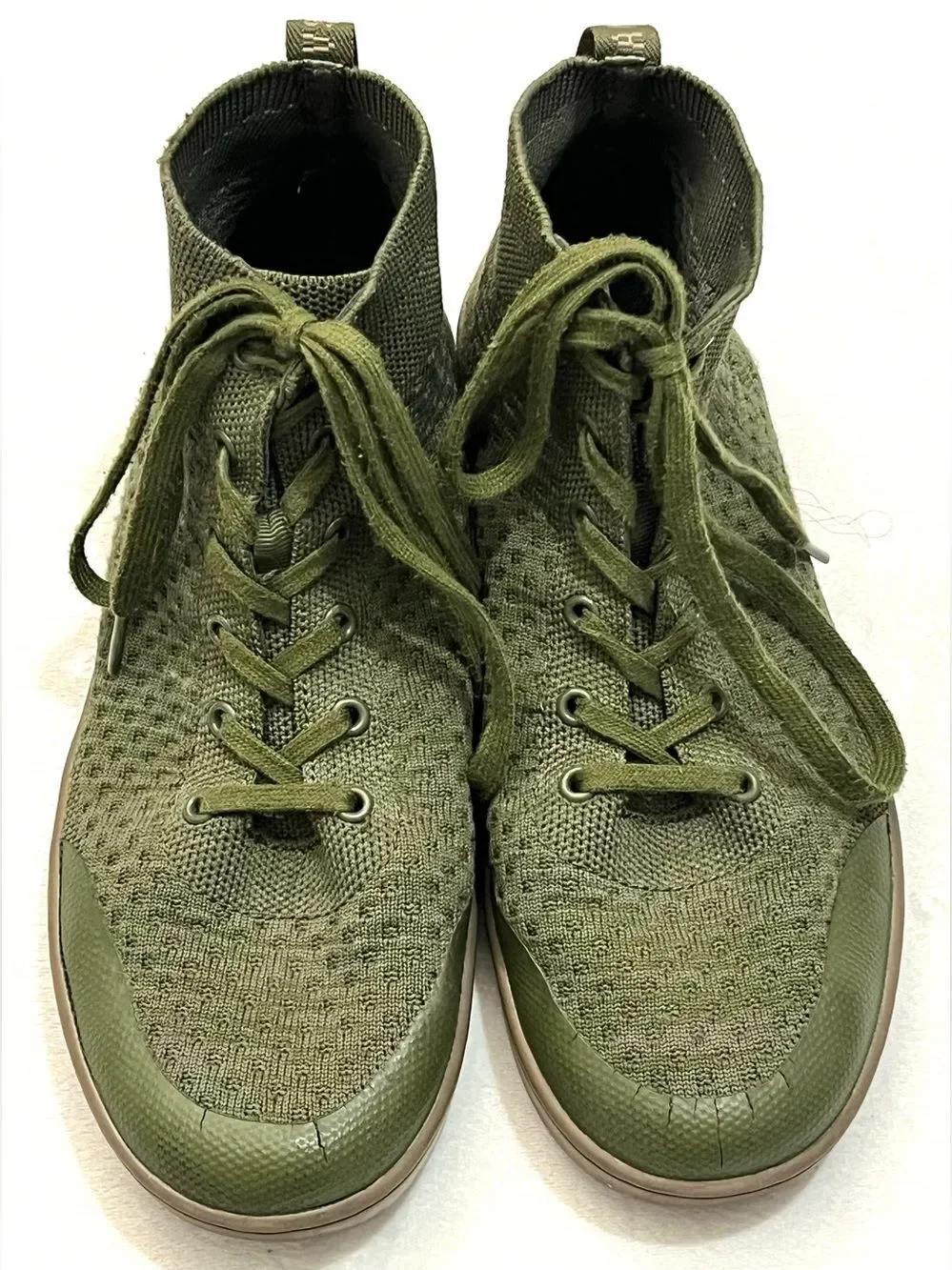Suavs The Legacy High-Top Sneakers Recycled Knit Olive Green Slip-On Shoes